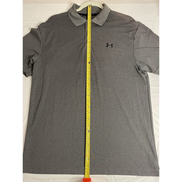 Under Armour Polo Shirt Mens Medium Dark Gray Performance Loose Heatgear - Picture 2 of 8
